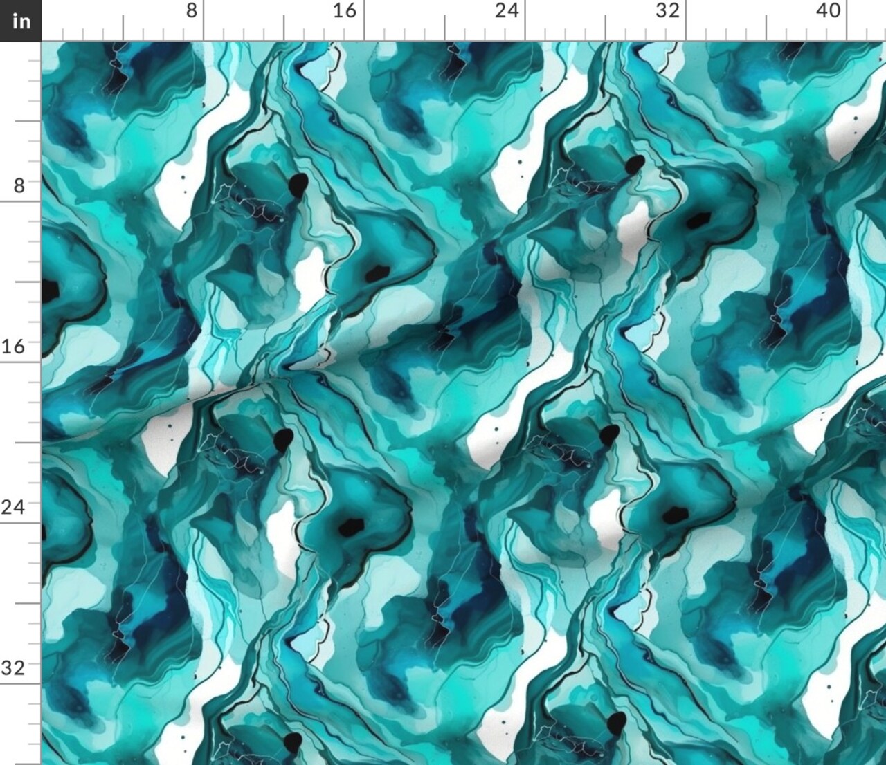 Various Fabrics by the Yard or Fat Quarter Green Teal Water Abstract Waves Watercolor Nautical Geode Modern Coastal Beach House Custom Printed Fabric by Spoonflower